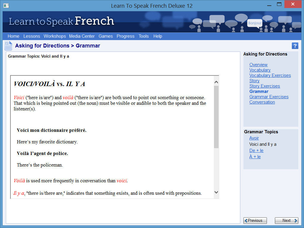 Learn to Speak Software Screenshot - Grammar Training